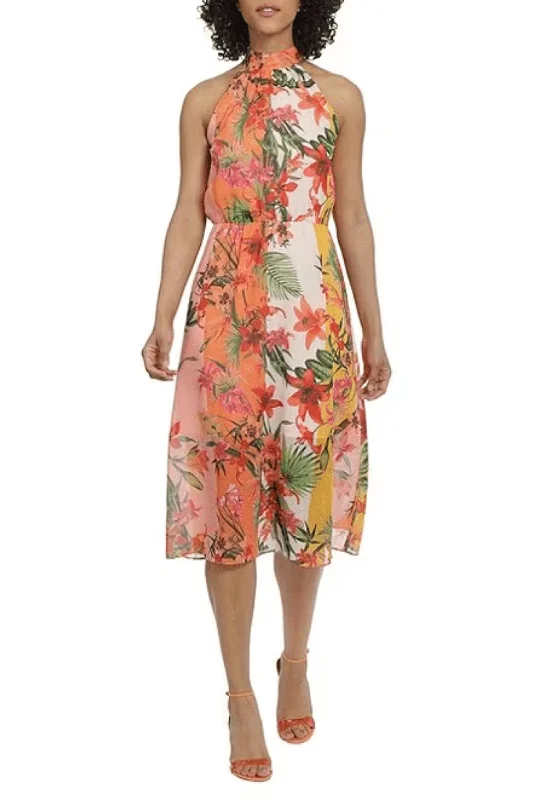 Maggy London G5640M - Halter Floral Printed Formal Dress