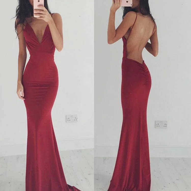 Sexy Sleevess Backless Long Party Dresses