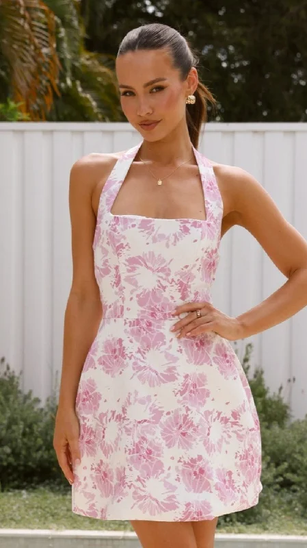 Mady Mini Dress - Pink Print