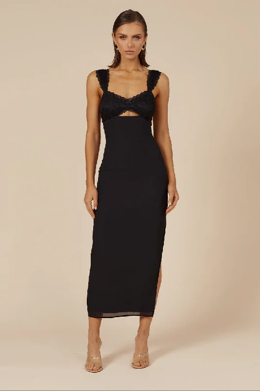 DINAH MIDI DRESS - BLACK