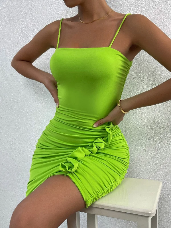 String Sleeveless Backless Pleated Mini Dresses