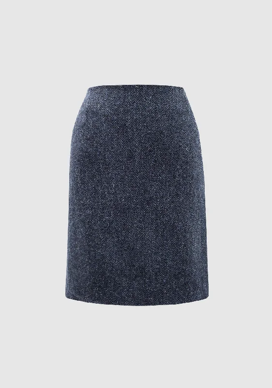 Effie Skirt - Navy Herringbone