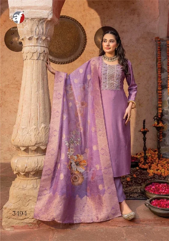 3494 Pure Viscose Modal Handwork Designer Suit