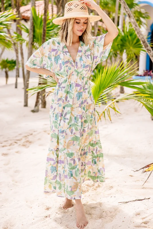 At This Time Green Floral Maxi Dress