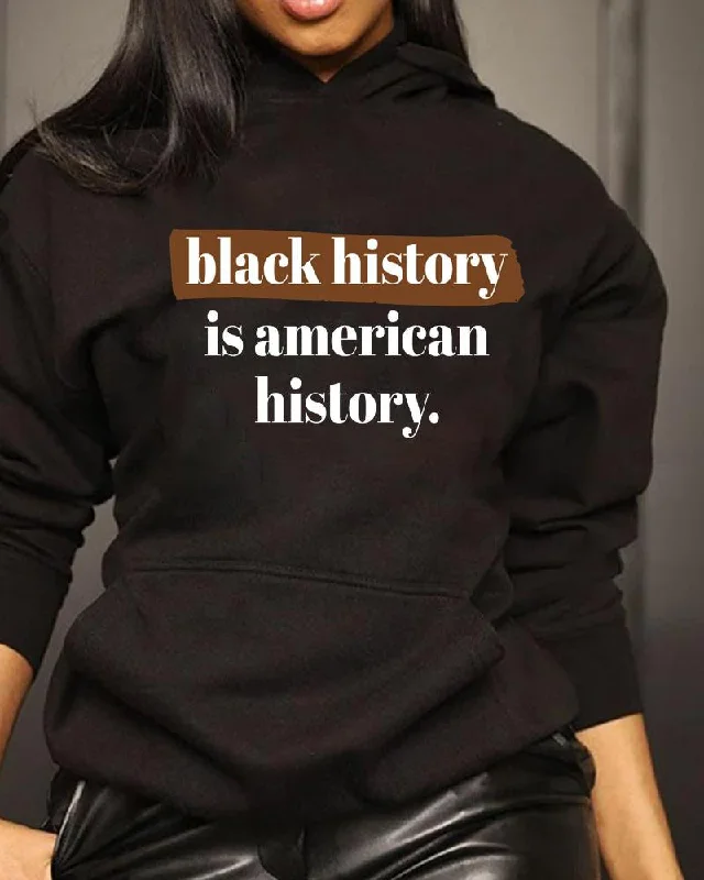 Black History Slogan Print Hoodie