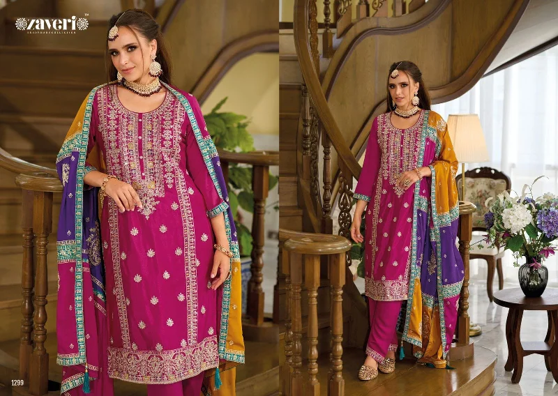 1299 Heavy Chinon with Embroidered Designer Readymade Suit