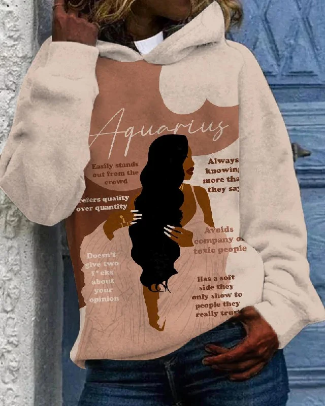 Aquarius Girly Season Print Unisex Long-sleeved Hoodie