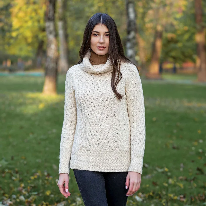 Women's Cowl Neck Sweater, Natural