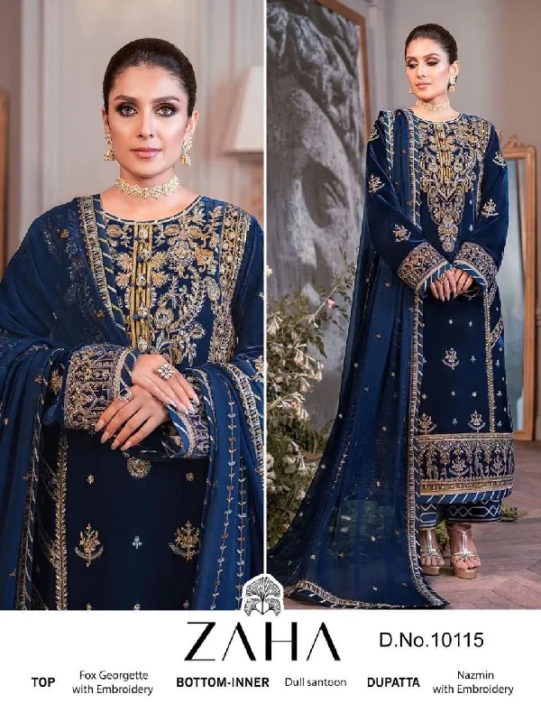 Zaha 10115 Hit Designer Royal Blue Pakistani Suit