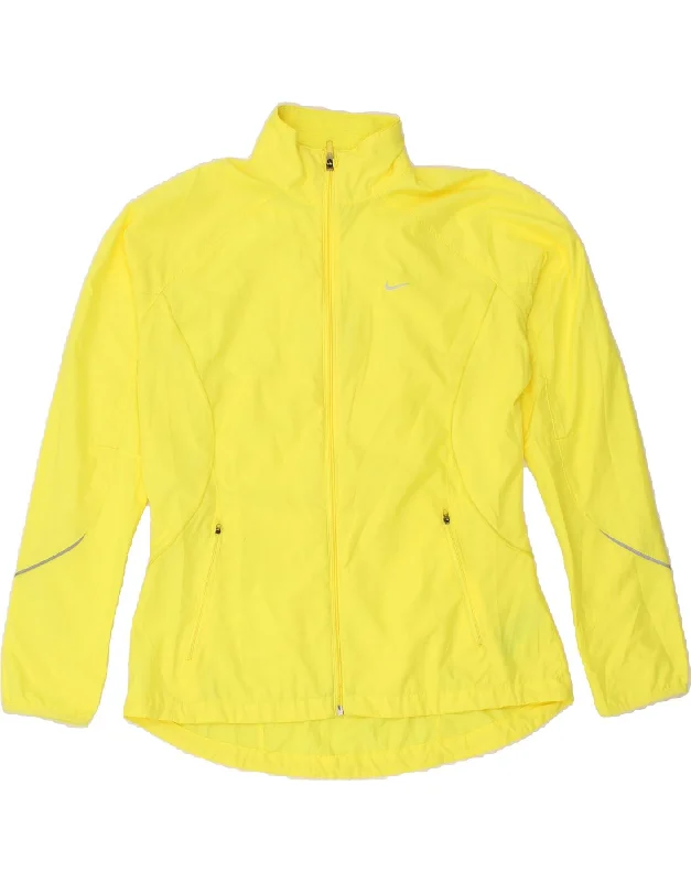 NIKE Womens Tracksuit Top Jacket UK 16/18 Large Yellow Polyester