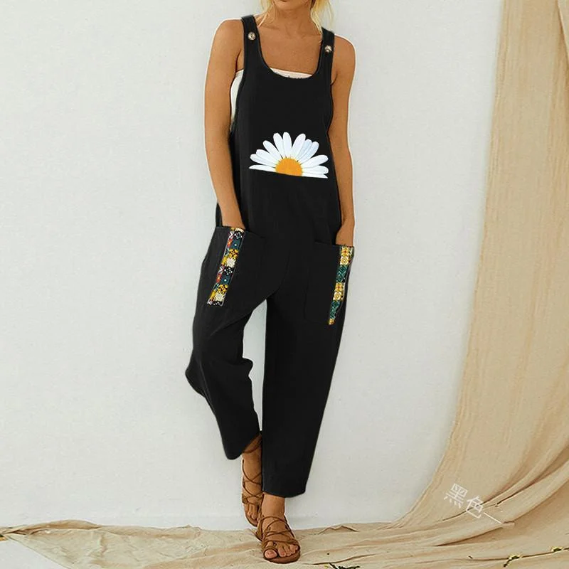 Summer Women Daisy Print Jumpsuits