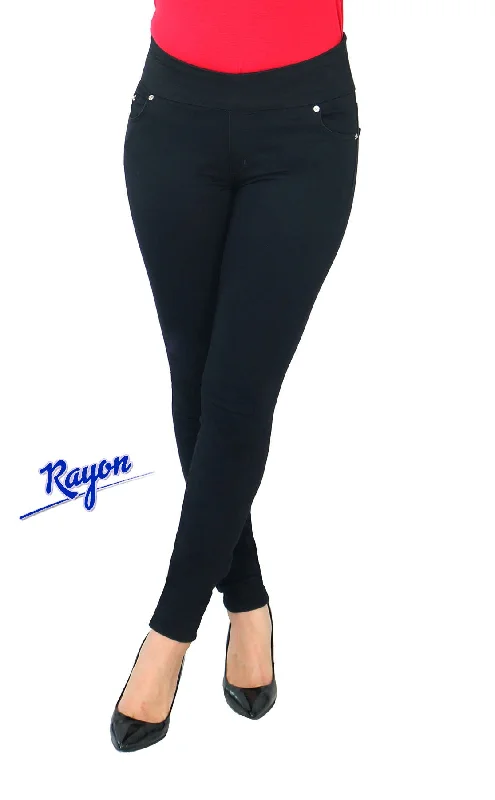 TrueSlim™ Black Rayon Pull On Jeggings