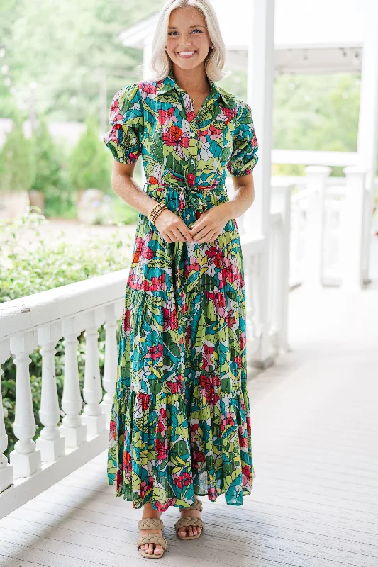 What Dreams Are Made Of Green Tropical Maxi Dress