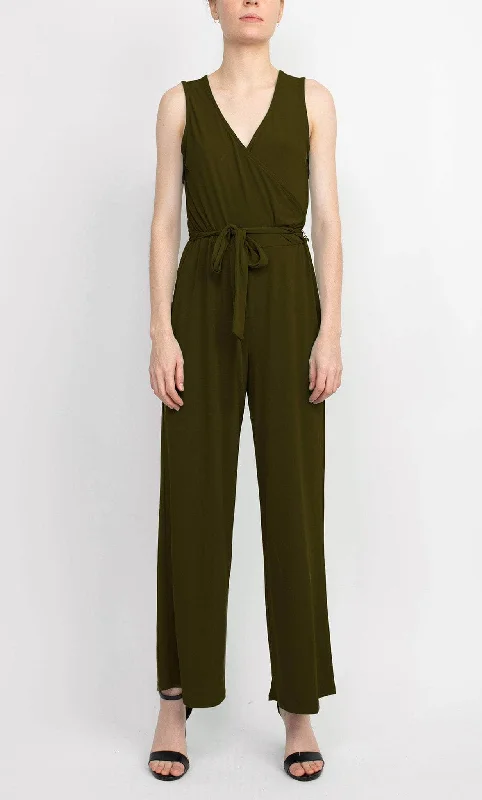 Nina Leonard L9678C - Sleeveless V-Neck Jumpsuit