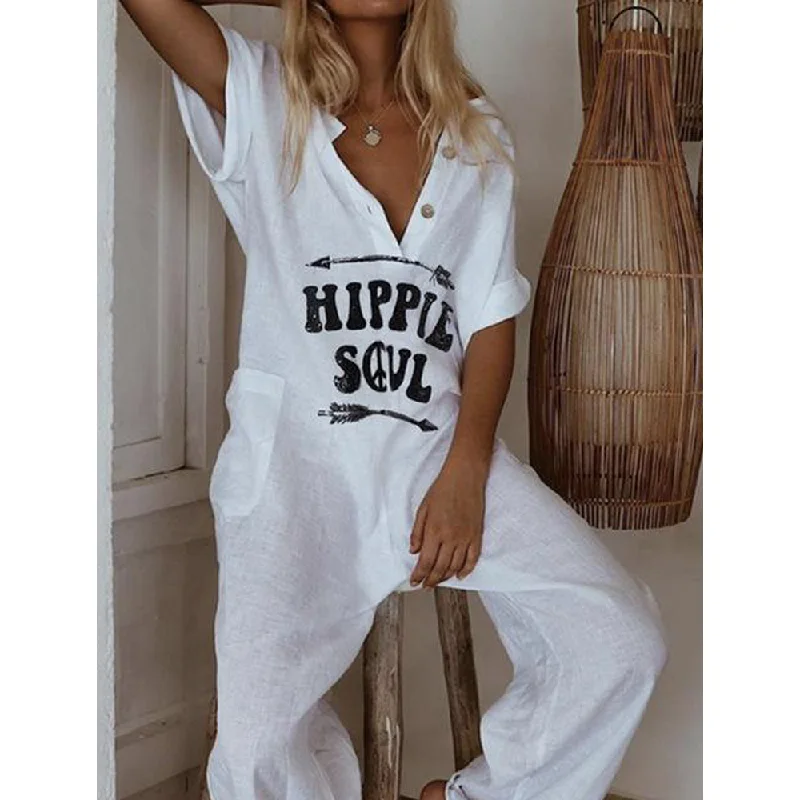 Casual Fashion  Linen Loose Jumpsuits