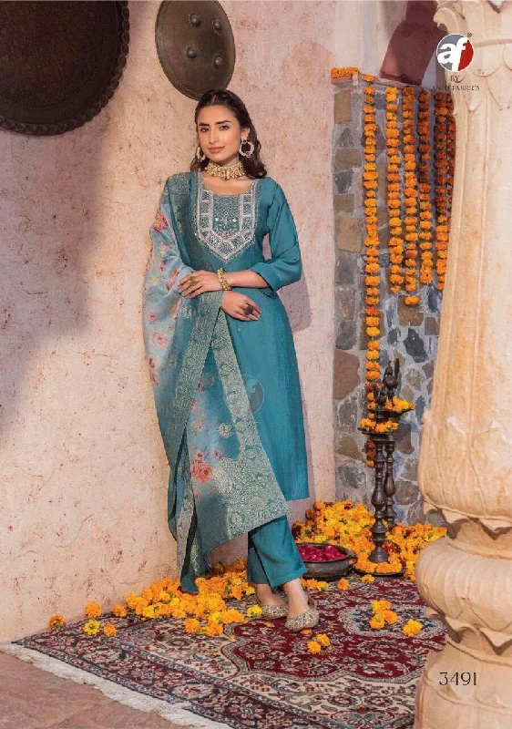 3491 Pure Viscose Modal Handwork Designer Suit