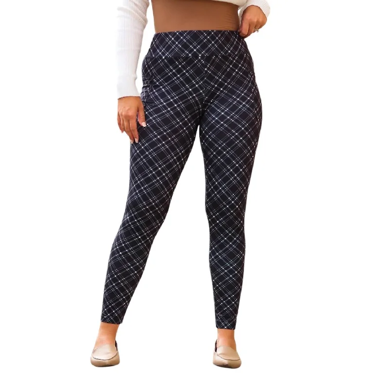 Jillian Plaid Leggings In Grey