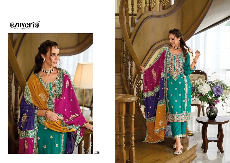 1300 Heavy Chinon with Embroidered Designer Readymade Suit