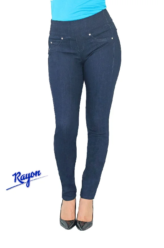 TrueSlim™ Indigo Rayon Pull On Jeggings