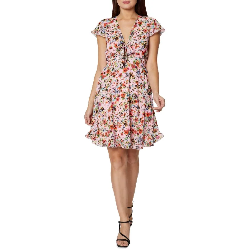 BCBGeneration Womens Floral Ruffle Mini Dress