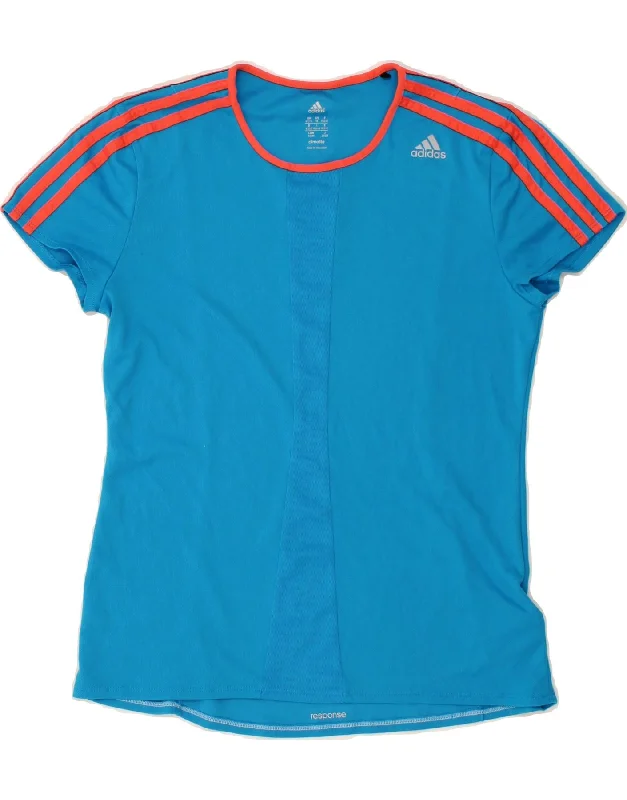 ADIDAS Womens Climalite T-Shirt Top UK 12/14 Medium Blue Polyester