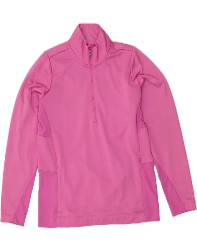 NIKE Womens Therma-Fit Zip Neck Pullover Tracksuit Top UK 14 Large Pink