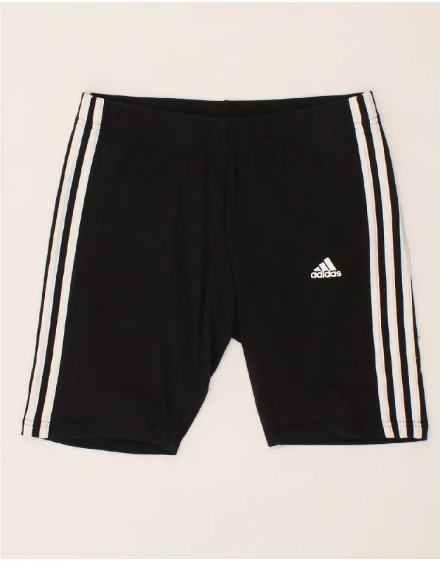 ADIDAS Womens Sport Shorts UK 12/14 Medium  Black Cotton