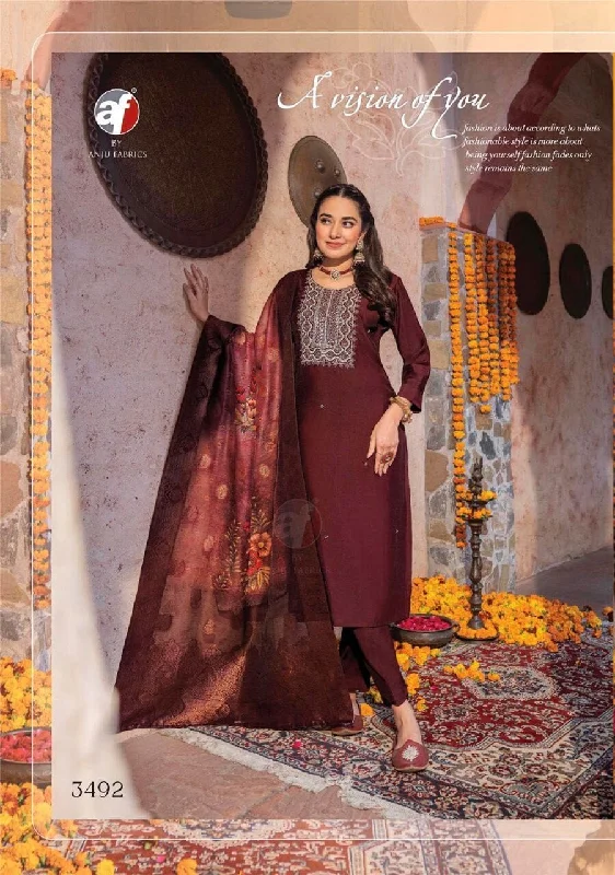 3492 Pure Viscose Modal Handwork Designer Suit