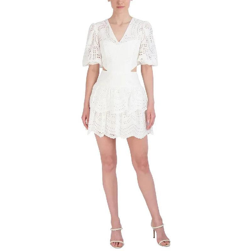 BCBGMAXAZRIA Womens Cotton Short Mini Dress