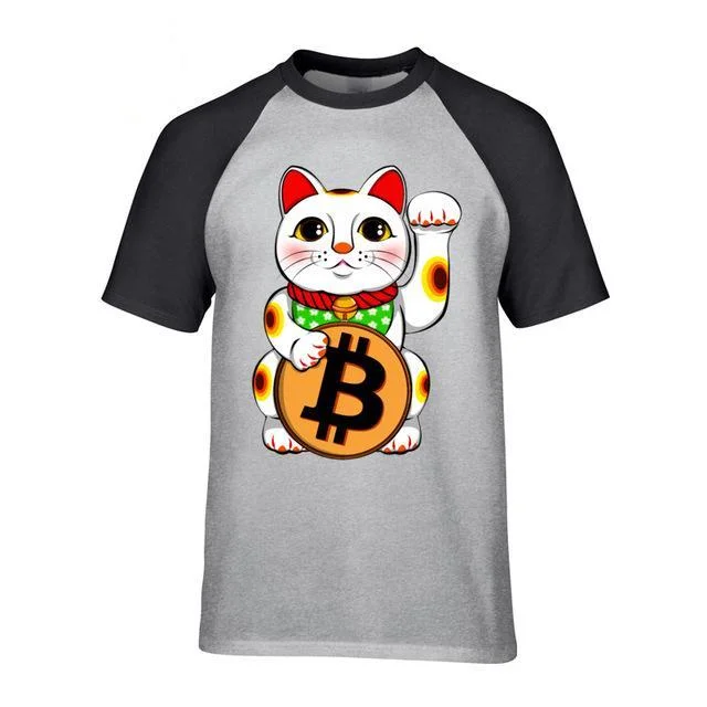 Bitcoin Lucky Maneki Neko Cotton Baseball Shirt