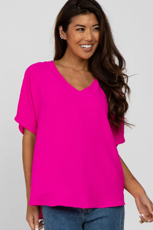 Magenta Short Sleeve Blouse