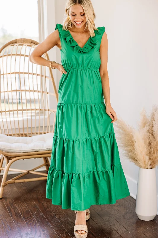 Around We Go Kelly Green Maxi Dress