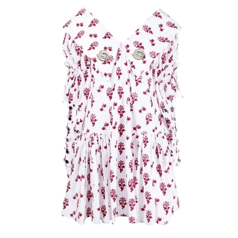 Flocked Floral Studded Mini Dress