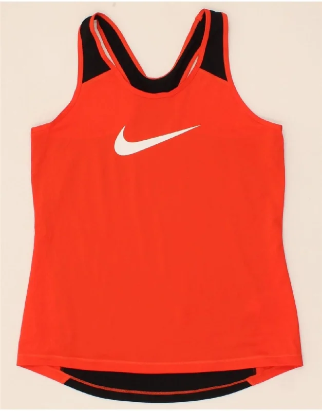 NIKE Womens Dri Fit Vest Top UK 18 XL Orange Colourblock