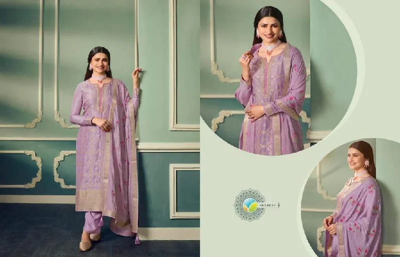 Purple Pure Viscose Jacquard Embroidered Stone work Designer Suit