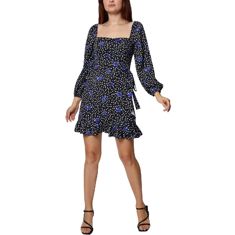 BCBGeneration Womens Floral Square Neck Mini Dress