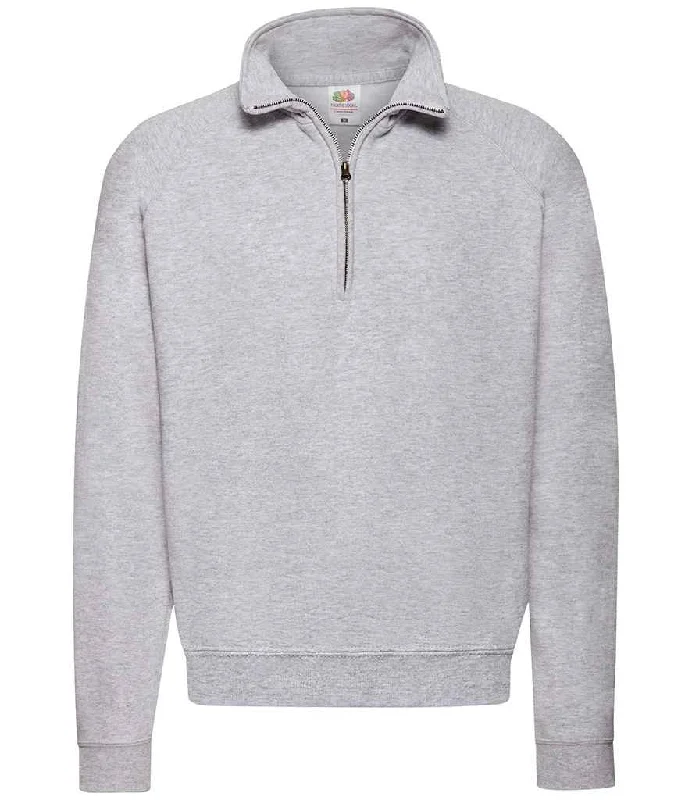 Fruit of the Loom Classic Zip Neck Sweatshirt | Heather Grey