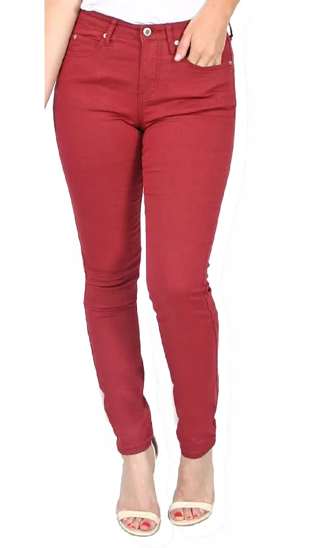 TrueSlim™ Burgundy Satin Twill Skinny Jeggings