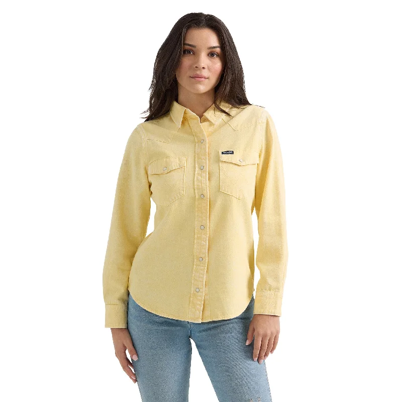 Wrangler Women's Pale Yellow Solid Long Sleeve