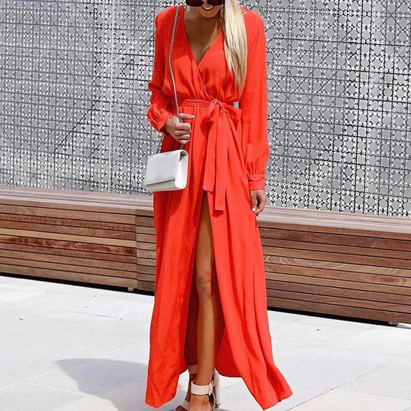 Fashion V Neck Bohemian Long Maxi Dresses