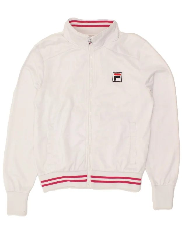 FILA Womens Tracksuit Top Jacket UK 6 XS White Polyester