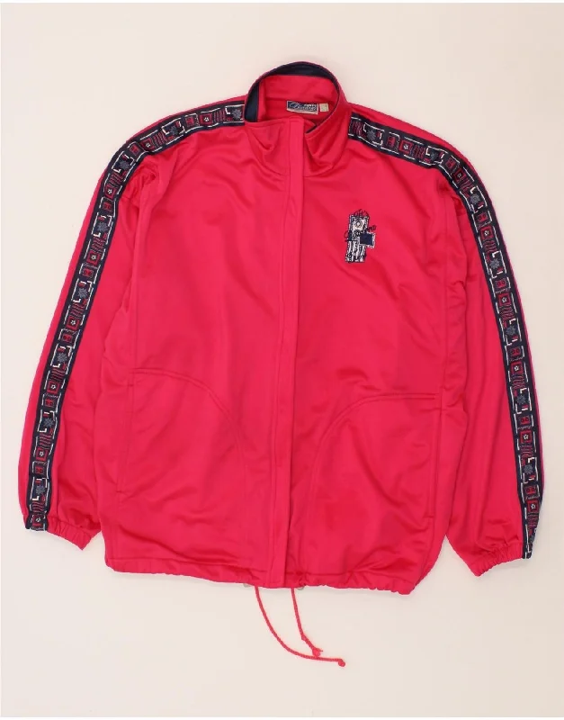 DIADORA Womens Oversized Graphic Tracksuit Top Jacket UK 18 XL Pink