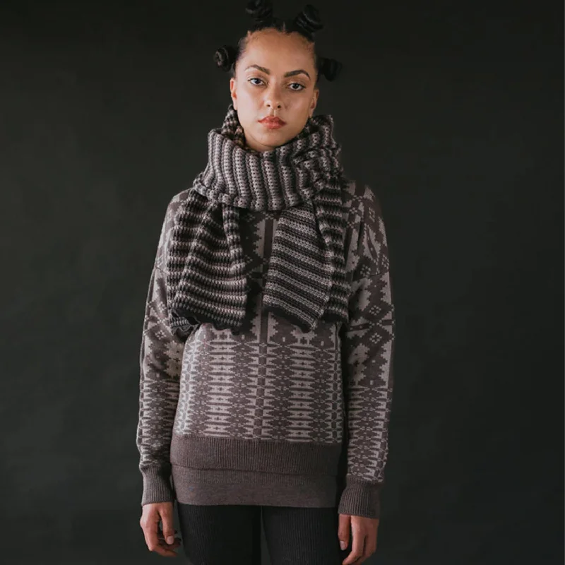 Womens Merino Wool Eryri Pullover - Morel/Wheat