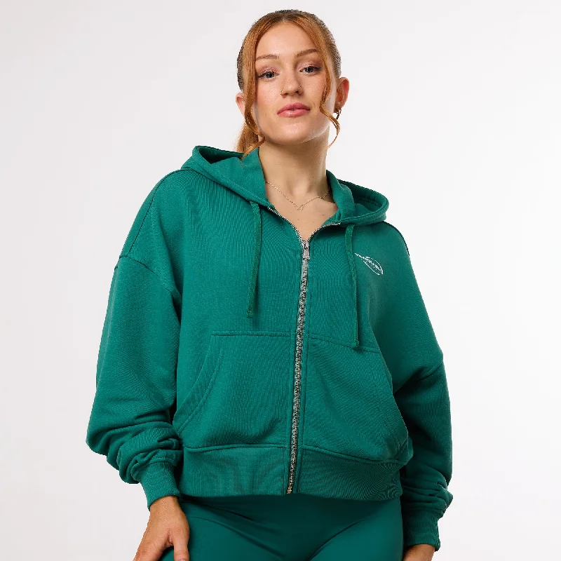 Vanquish Enhance Forest Green Cropped Zip Through Hoodie