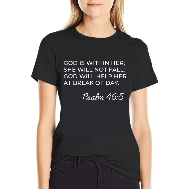 Bible Verse Psalm 46:5 'She Will Not Fail' Women's T-Shirt