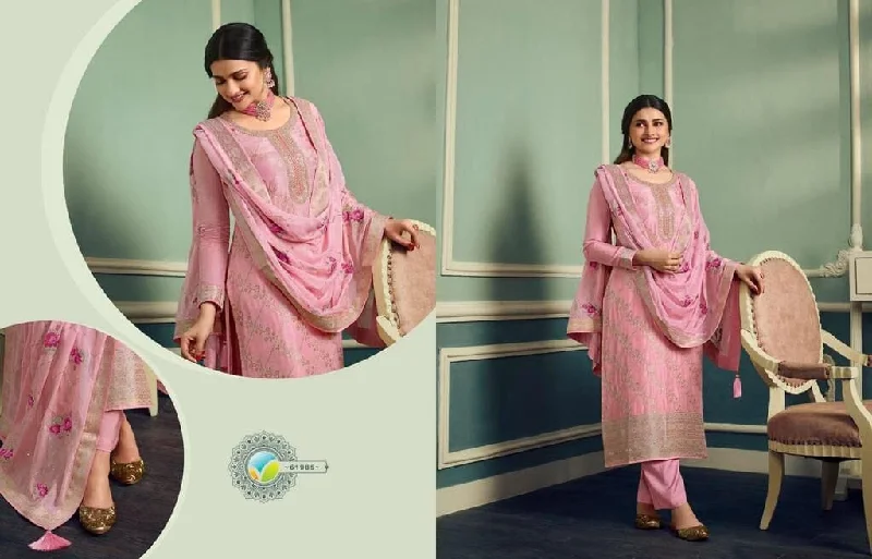 Light Pink Pure Viscose Jacquard Embroidered Stone work Designer Suit