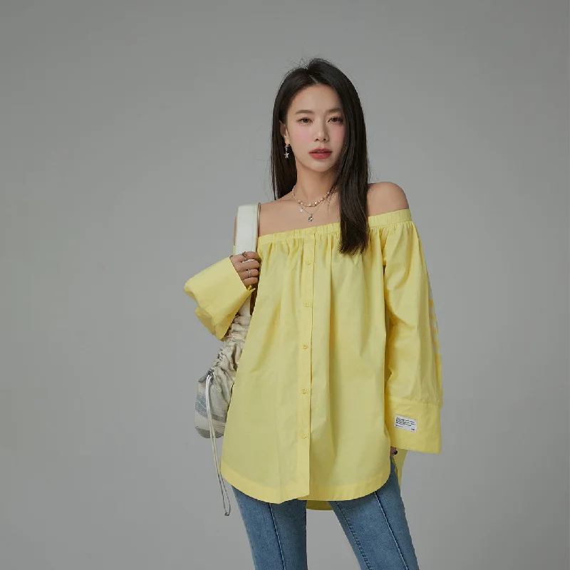 Off-The-Shoulder Loose-Fit Shirt