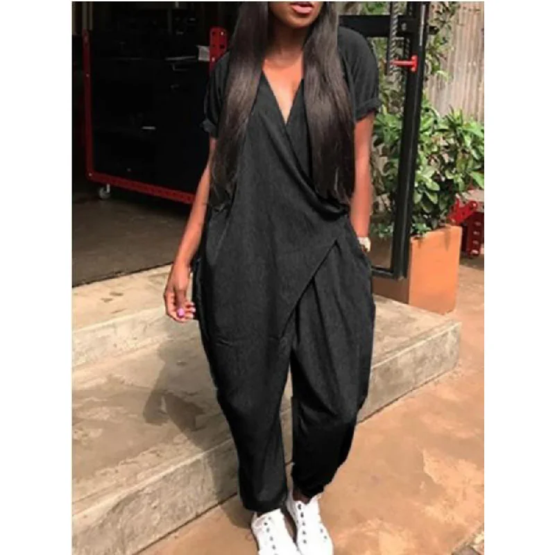 Women Plus Sizes Leisure Loose Rompers