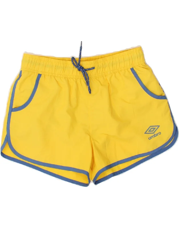 UMBRO Womens Sport Shorts UK 10 Small  Yellow Polyester