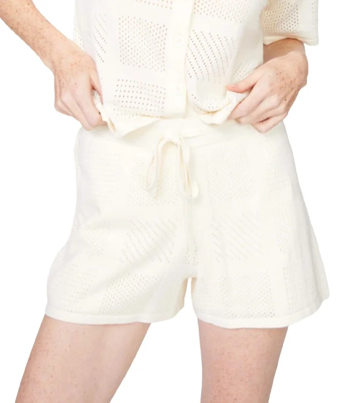 Crochet Knit Easy Short In Off White